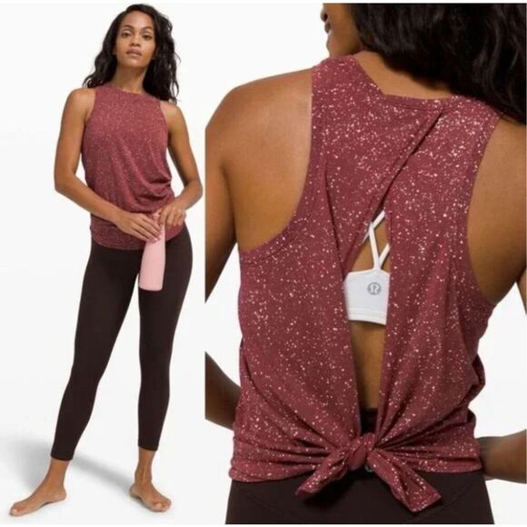 Lululemon All Tied Up Tank Women's 6 Burgundy Splatter Dye Lightweight Gym Yoga - Picture 1 of 7